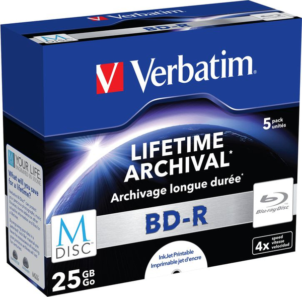 Fotoja e Disk Verbatim BD-R M-Disc, 25GB, 5 copë