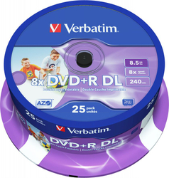 Fotoja e Disk DVD+R DL Verbatim 8.5GB, 8x, 25 copë