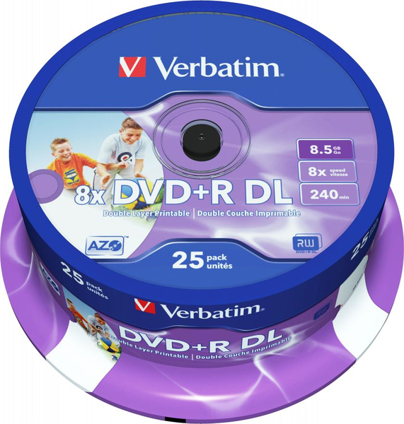 Fotoja e Disk DVD+R DL Verbatim 8.5GB, 8x, 25 copë