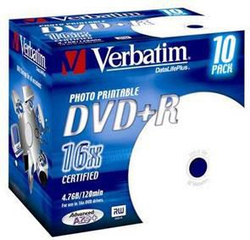 Fotoja e Disqe Verbatim DVD + R (43508), 4.7 GB, 16x, 10 copë