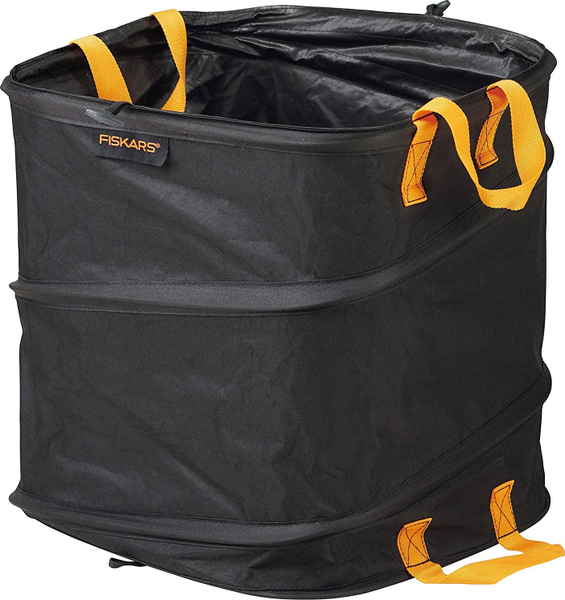 Fotoja e Kosh për kopsht Fiskars Basket Ergo Pop-Up S, 73L, i zi/ portokalli