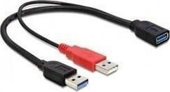 Fotoja e Kabllo Delock USB-A - USB-A, 0.3m, e zezë