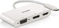 Fotoja e Docking station D-Link DUB-V310 3-in-1 USB-C to HDMI/VGA/DisplayPort, i bardhë