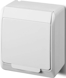 Fotoja e Ndërprerës Elektro-Plast HERMES 2P+E SCHUKO (0324-02), IP44, e bardhë