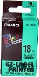 Fotoja e Etiketa Casio, 18 mm. x 8 m, të gjelbra / të zeza