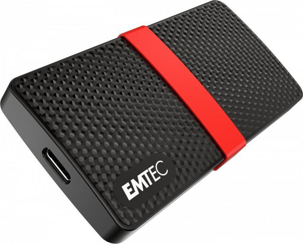 Fotoja e Hard disk i jashtëm Emtec SSD Portable X200 (ECSSD256GX200), 256GB, i zi / i kuq