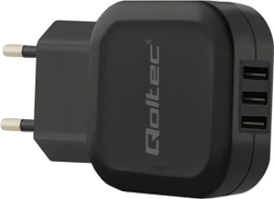 Fotoja e Karikues Qoltec 3x USB-A, 3.4A, i zi
