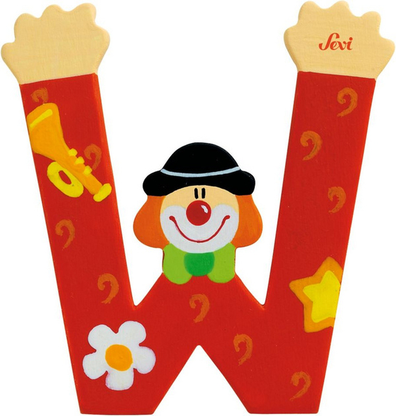 Fotoja e Shkronjat prej druri Sevi Wooden W, Clown (81759)