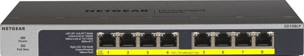 Fotoja e Switch Netgear GS108LP, 8 porta, i hirtë