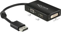 Fotoja e Përshtatës AV DeLock DisplayPort, HDMI në D-Sub (VGA) në DVI-D 0, 15 m, i zi