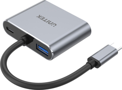 Fotoja e Docking Station Unitek Q4 Lite USB-C, i hirtë