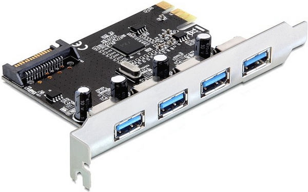 Fotoja e Kontrollues Delock PCIe 2.0 x1 - 4x USB 3.0, i bardhë