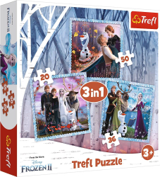 Fotoja e Puzzle Trefl 3 në 1 A Magical Story Frozen II, 20, 36, 50 elemente