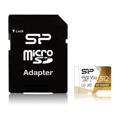 Fotoja e Kartë e memories Silicon Power Superior Pro Colorful, MicroSDXC, 512 GB, Class 10 + përshtatës SD