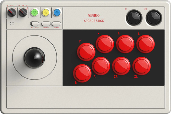 Fotoja e Kontrollues për lojëra 8BitDo Arcade Stick, i hirtë