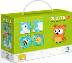 Fotoja e Puzzle Dodo - Ku jetojnë kafshët?, 12 elemente