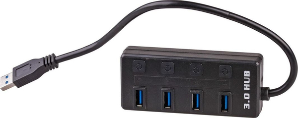 Fotoja e USB Hub Akyga, 4x USB-A 3.0, i zi