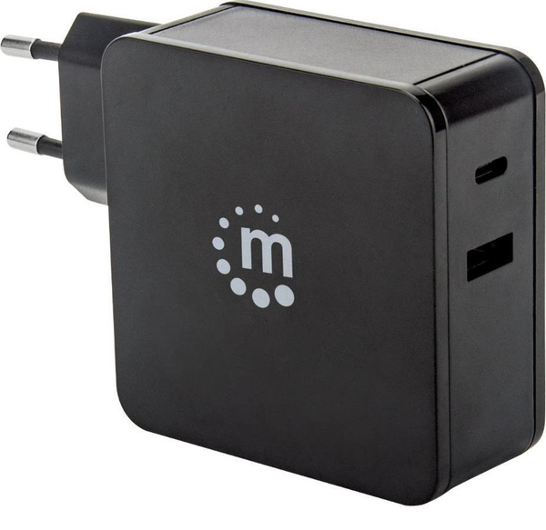 Fotoja e Karikues Manhattan 1x USB-A 1x USB-C, 3A, i zi