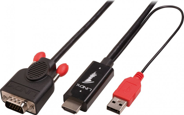 Fotoja e Kabllo konvertuese HDMI në VGA Lindy 1 m, e zezë