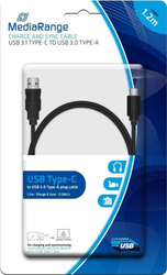 Fotoja e Kabllo MediaRange, USB-A - USB-C, 1.2 m, e zezë