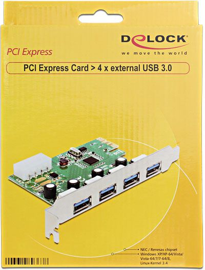 Fotoja e Kartë zgjerimi DeLock PCIe 2.0, 4x USB 3.0
