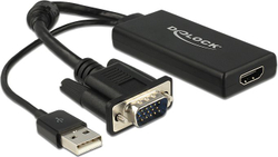 Fotoja e Përshtatës Delock D-Sub (VGA) - AV HDMI + USB-A, i zi