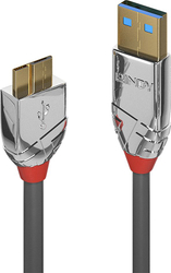 Fotoja e Kabllo Lindy USB-A - micro-B, 0.5 m, e argjendtë