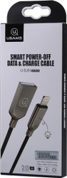 Fotoja e Kabllo karikimi Usams USB-A USB Lightning, 1.9 m, e zezë