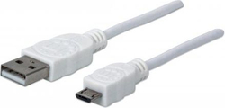 Fotoja e Kabllo Manhattan USB-A në microUSB, 1.8m, e bardhë