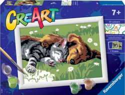 Fotoja e Libër për ngjyrosje Ravensburger CreArt - qenushi me macen e fjetur