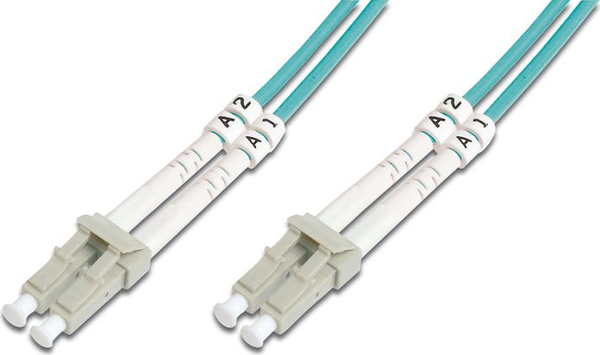 Fotoja e Kabllo patchcord me fibër optike Digitus LC/LC, OM3, 1m, e kaltër