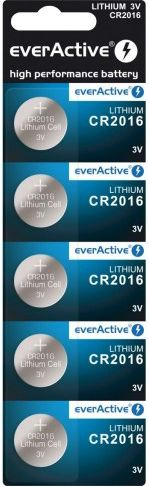 Fotoja e Set baterish everActive CR2016, 3V, 75 mAh, 5 copë