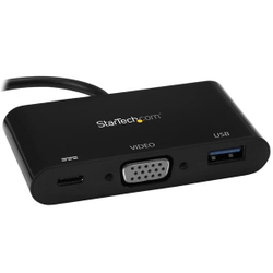 Fotoja e Përshtatës StarTech USB-C në VGA + USB-C + USB, i zi