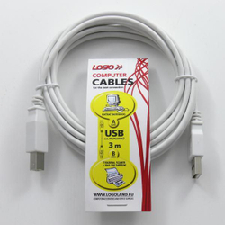 Fotoja e Kabllo Logo, USB-A - USB-B, 3 m, e bardhë