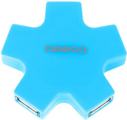 Fotoja e USB Omega, 4x USB-A, 2.0 HUB, e kaltër