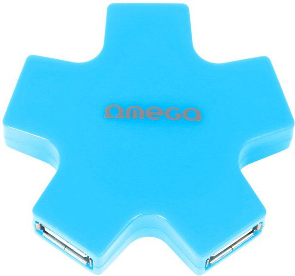 Fotoja e USB Omega, 4x USB-A, 2.0 HUB, e kaltër