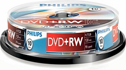Fotoja e Disk Philips DVD+RW 4.7 GB 4x, 10 copë (DW4S4B10F/10)