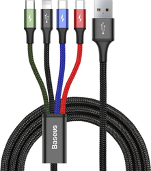 Fotoja e Kabllo Baseus CA1T4-B01, USB A/USB C/Lightning/MicroUSB, 1.2m, e zezë