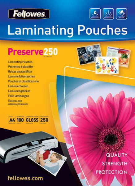 Fotoja e Fleta laminimi Fellowes, 250 µ, 216x303 mm (A4), 100 copë