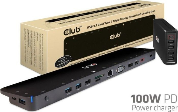 Fotoja e Replikues i porteve Club 3D ChargingDock CSV-1564W100), 1x HDMI, 3x USB 3.0