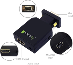 Fotoja e Përshtatës Techly AV HDMI - D-Sub (VGA) + Jack 3.5 mm, i zi