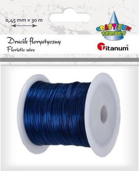 Fotoja e Tel dekorativ për lule Titanum Floral Wire, 0.45 mm x 30 m, i kaltër i errët