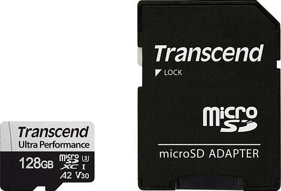 Fotoja e Kartë e memories Transcend 340S MicroSDXC, 128GB, Klasë 10/ UHS-I/U3, A2, V30