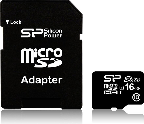 Fotoja e Kartë Memorie Silicon Power Elite MicroSDHC, 16 GB Class 10 UHS-I (SP016GBSTHBU1V10-SP)