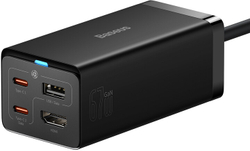 Fotoja e Karikues Baseus GaN5 Pro, 2xUSB-C, USB-A, HDMI, 67W, i zi + kabllo 1.5m