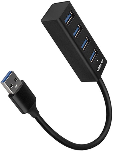 Fotoja e Mini Hub AXAGON USB-A 3.2 Gen1 - 4xUSB-A, 5Gbit / s, OTG, 20 cm, i zi