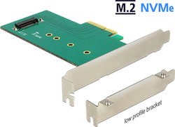 Fotoja e Kartë PCI‑Express për M.2 NVMe Delock 89472, PCIe x4, mbështet SSD 22110/2280/2260/2242/2230, e zezë / e gjelbër / e argjendtë