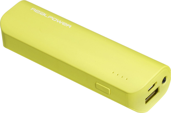 Fotoja e Powerbank Realpower PB-2600, 2600mAh, i verdhë