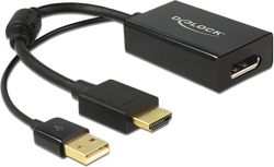 Fotoja e Përshtatës DeLock HDMI - DisplayPort + USB A 62667, i zi