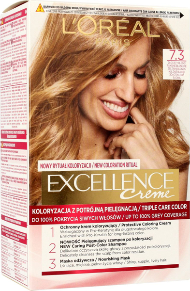 Fotoja e Krem ngjyrosës për flokë L'Oreal Paris Excellence Creme, 7.3 Golden Blonde